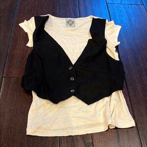 Mk2k Black Vest with Cream T-Shirt